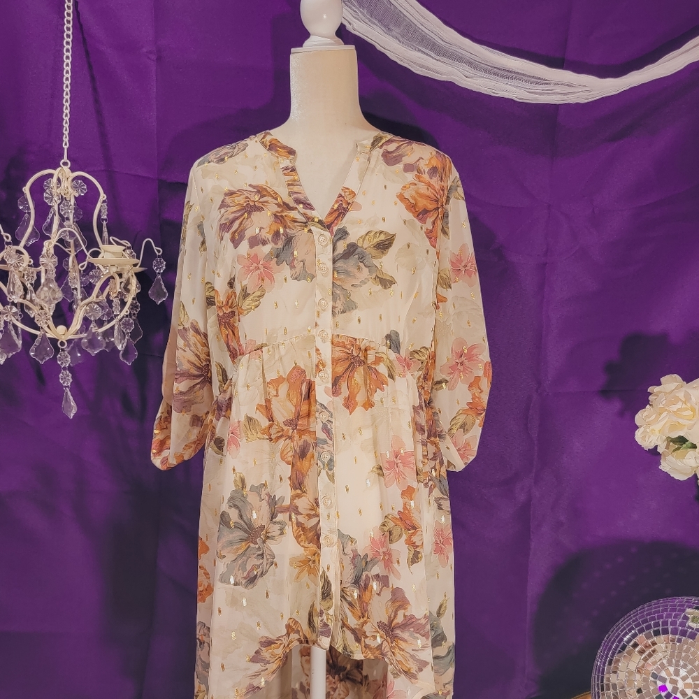 Torrid Gold Florals High Low Tunic 🌼